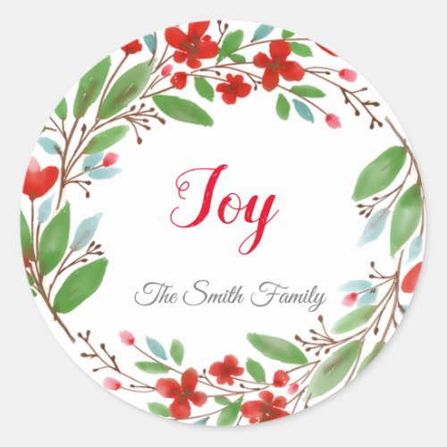 Modern Wreath Holiday Return Address Sticker