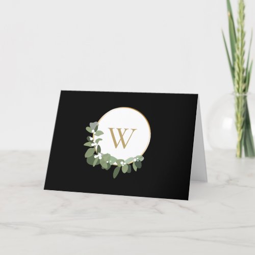 Modern Wreath Monogram Company Christmas Holiday Card