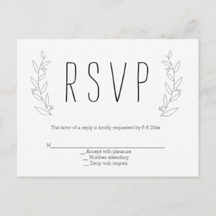 Modern wreath rustic wedding rsvp postcards