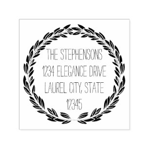 Modern Wreath Wedding or Circle Address Stamp