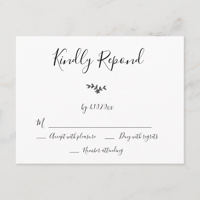 Modern Wreath Wedding RSVP Cards (Front)