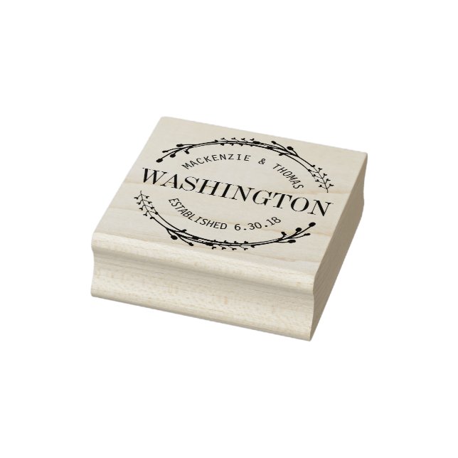 Modern Wreath Wedding Stamp (Stamp)