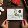 Modern Wreath Your Logo gold Happy Holidays  Holiday Card
