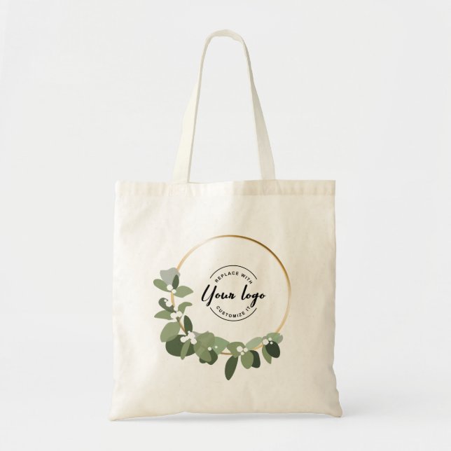 Modern Wreath Your logo here Custom Holiday  Tote Bag (Front)