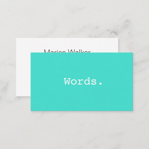 Modern writer publisher editor turquoise blue business card