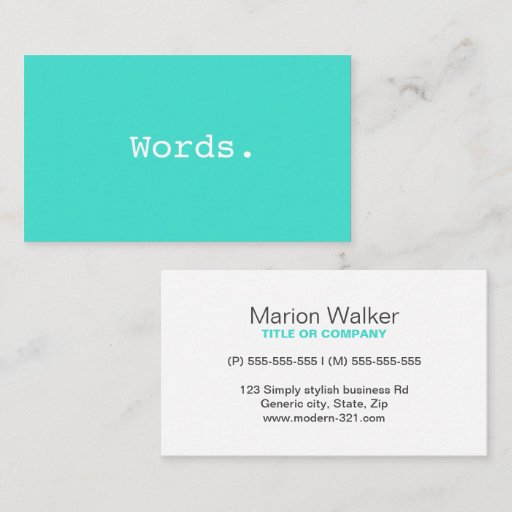 Customizable Modern writer publisher editor turquoise blue business card template