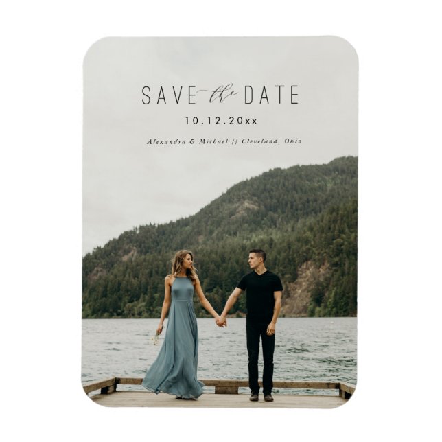 Modern Writing Save the Date Magnet (Vertical)