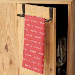 Modern XMAS Red and White pattern Kitchen Towel