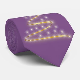 Modern Xmas tree in golden and purple