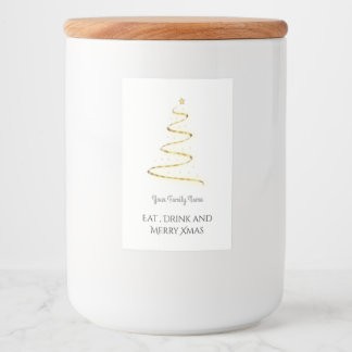Modern Xmas tree in golden - eat drink Food Label