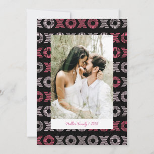 Modern XOXO Family Photo Valentine Holiday Card