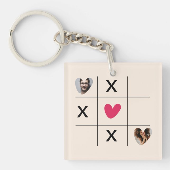 Modern xoxo Heart photo collage  Keychain (Front)