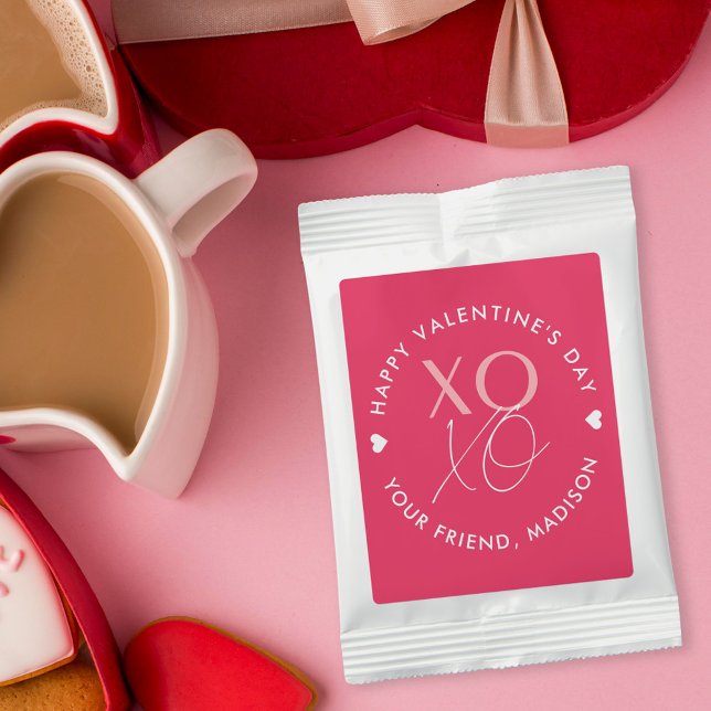 Modern XOXO Hot Pink Personalized Valentine's Day Hot Chocolate Drink Mix (Creator Uploaded)