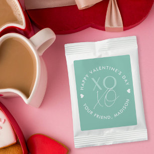 Modern XOXO Mint Personalized Valentine's Day Hot Chocolate Drink Mix