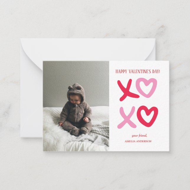 Modern XOXO Photo Valentine’s Day Card | Custom  (Front)