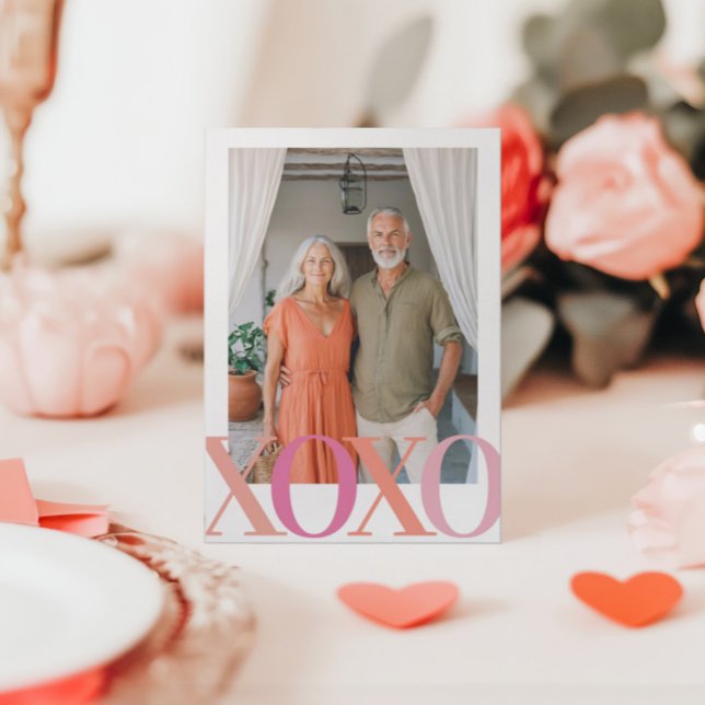 Modern XOXO Photo Valentines  Holiday Card (Creator Uploaded)