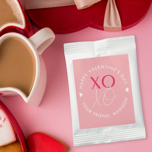 Modern XOXO Pink Personalized Valentine's Day Hot Chocolate Drink Mix (Creator Uploaded)