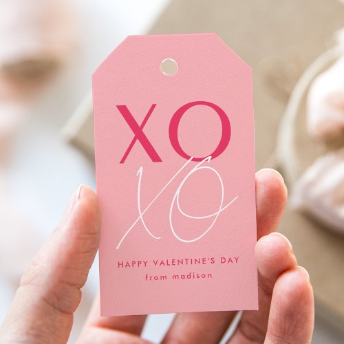 Modern XOXO Pink Valentines Day Gift Tags