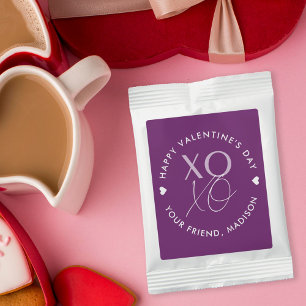 Modern XOXO Purple Personalized Valentine's Day Hot Chocolate Drink Mix