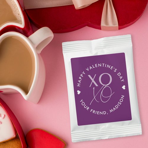 Modern XOXO Purple Personalized Valentines Day Hot Chocolate Drink Mix