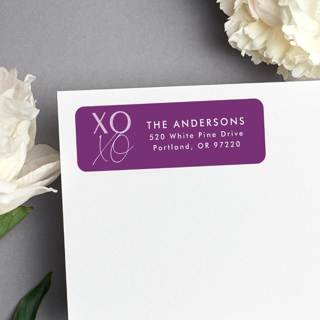 Modern XOXO Purple Return Address Label (Creator Uploaded)