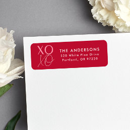 Modern XOXO Red and Pink Return Address Label