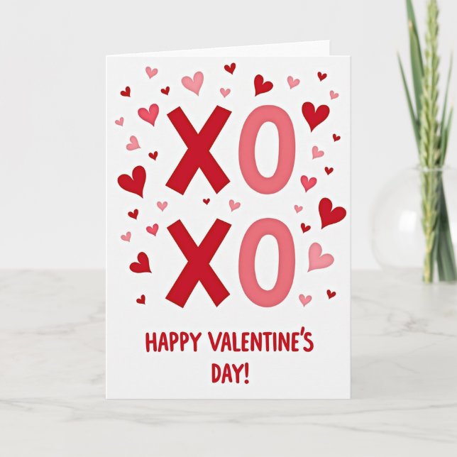Modern Xoxo Valentine Message Card (Front)