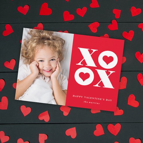 Modern XOXO Valentines Day Photo Holiday Card
