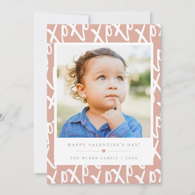 Modern XOXO Valentine's Photo Card (Front)