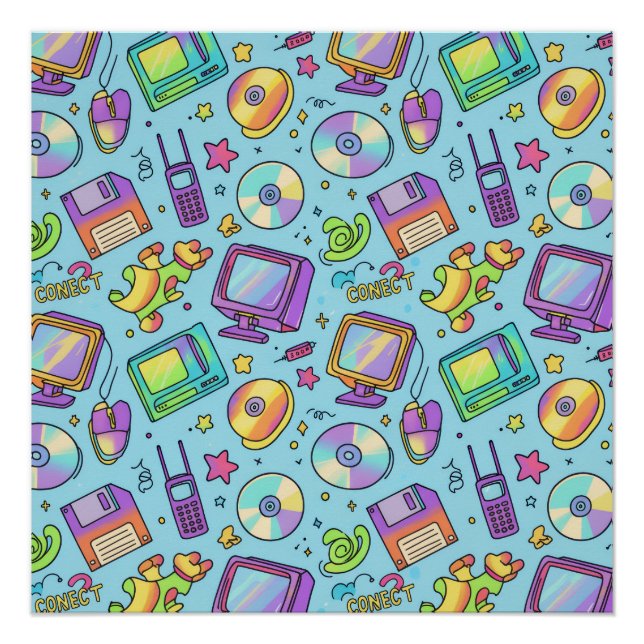 Modern Y2K Retro Tech Aesthetic Art Poster (Front)