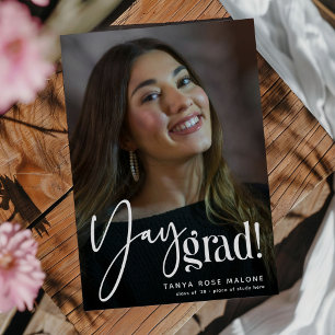 Modern Yay Grad' Photo Graduation Announcement