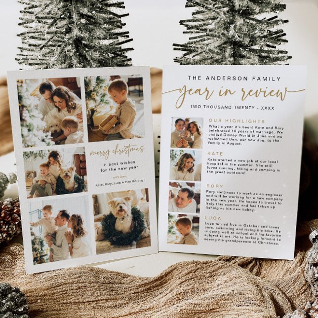 Modern Year in Review Card Family News Gold Simple (Creator Uploaded)