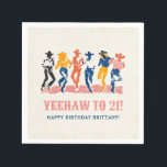 Modern Yeehaw Cowgirl 21st Birthday Party Napkins<br><div class="desc">Saddle up, girls! Celebrate in style with this vibrant Modern Cowgirls Birthday Party Cocktail Napkins, perfect for a cowgirl themed birthday or any other milestone celebration. Featuring a colorful, contemporary design with playful dancing cowgirls, this party decor sets a fun and lively tone for your event. Its bold modern aesthetic...</div>