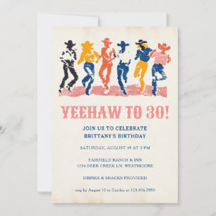 Modern Yeehaw Cowgirl 30th Birthday Party Invitation