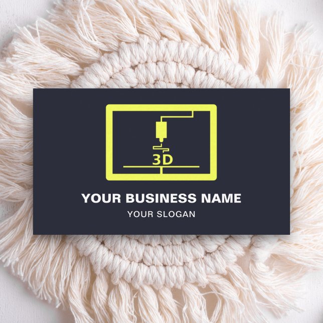 Modern Yellow 3D Printer Business Card (Creator Uploaded)