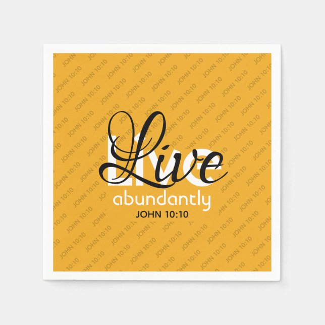 Modern Yellow Abundant Life John 10 10 Christian Napkins (Front)