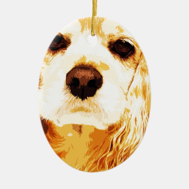 modern yellow American cocker spaniel Ceramic Ornament (Front)