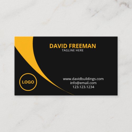 Modern Yellow and Black Construction Company Logo Business Card