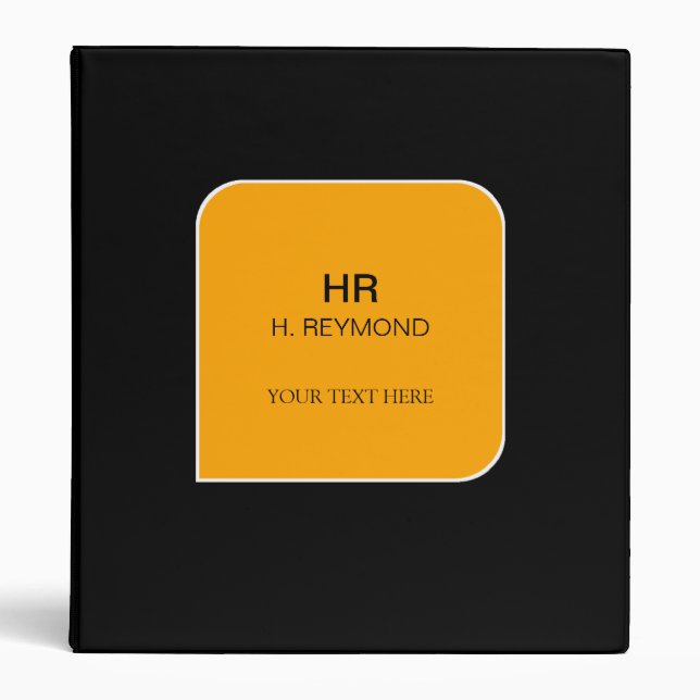 modern yellow-and-black custom 3 ring binder (Front)