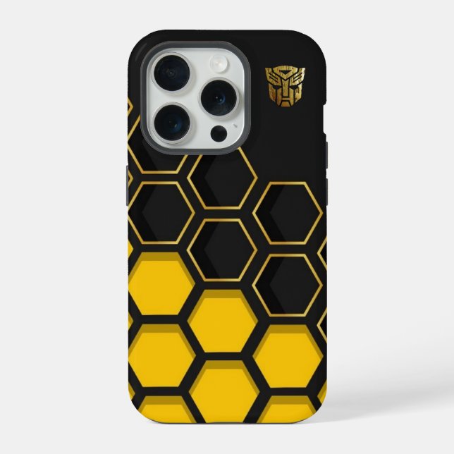 Modern Yellow and Black Honeycomb Pattern Custom N iPhone Case (Back)
