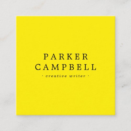 Modern Yellow and black stylish minimalist Square Business Card