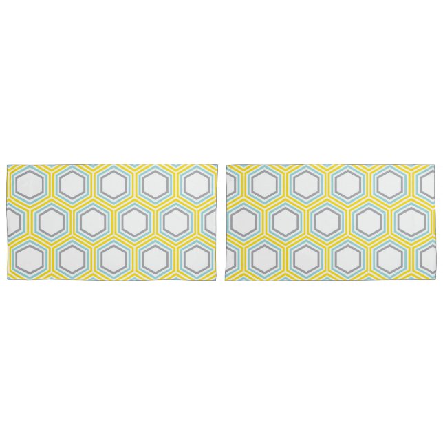 Modern Yellow and Blue Geometric Pattern Pillowcase (Front-Set)