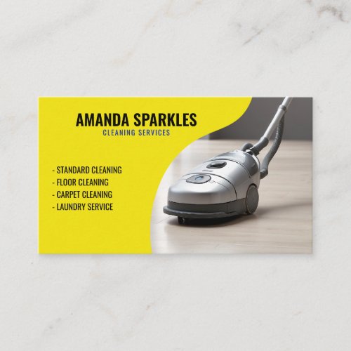 Modern Yellow and Blue Vacuum Housekeeping Maid Business Card