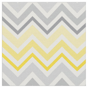 Modern Yellow and Gray Chevron Pattern Fabric