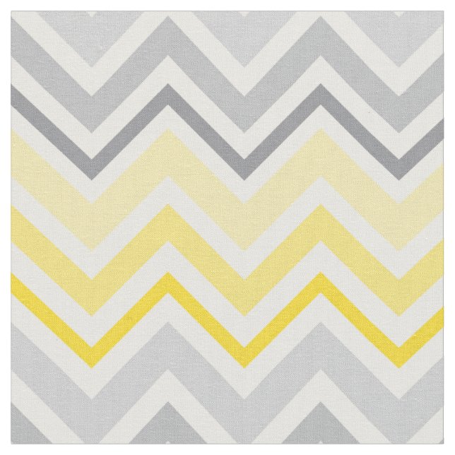 Modern Yellow and Gray Chevron Pattern Fabric (Close Up)