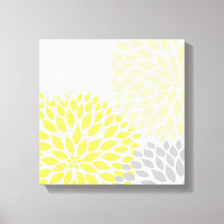 Modern Yellow and Gray Dahlia Square Wall Art md