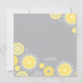 Modern Yellow and Gray Daisy Flowers Baby Shower Invitation (Back)
