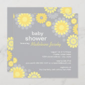 Modern Yellow and Gray Daisy Flowers Baby Shower Invitation (Front/Back)