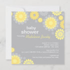 Modern Yellow and Gray Daisy Flowers Baby Shower