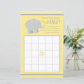 Modern Yellow and Gray Elephant Baby Shower Bingo (Standing Front)